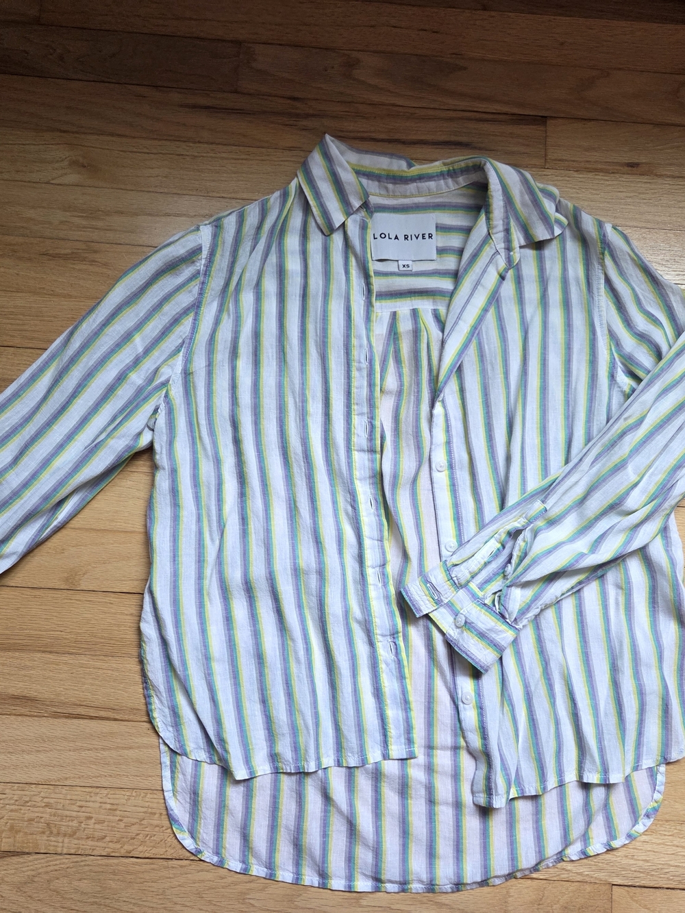 Men's White Multi-Stripe Button-Up Shirt, Yellow White Purple